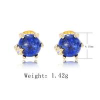 Gold Plated Sterling Silver Star Natural Lazurite Stud Earrings