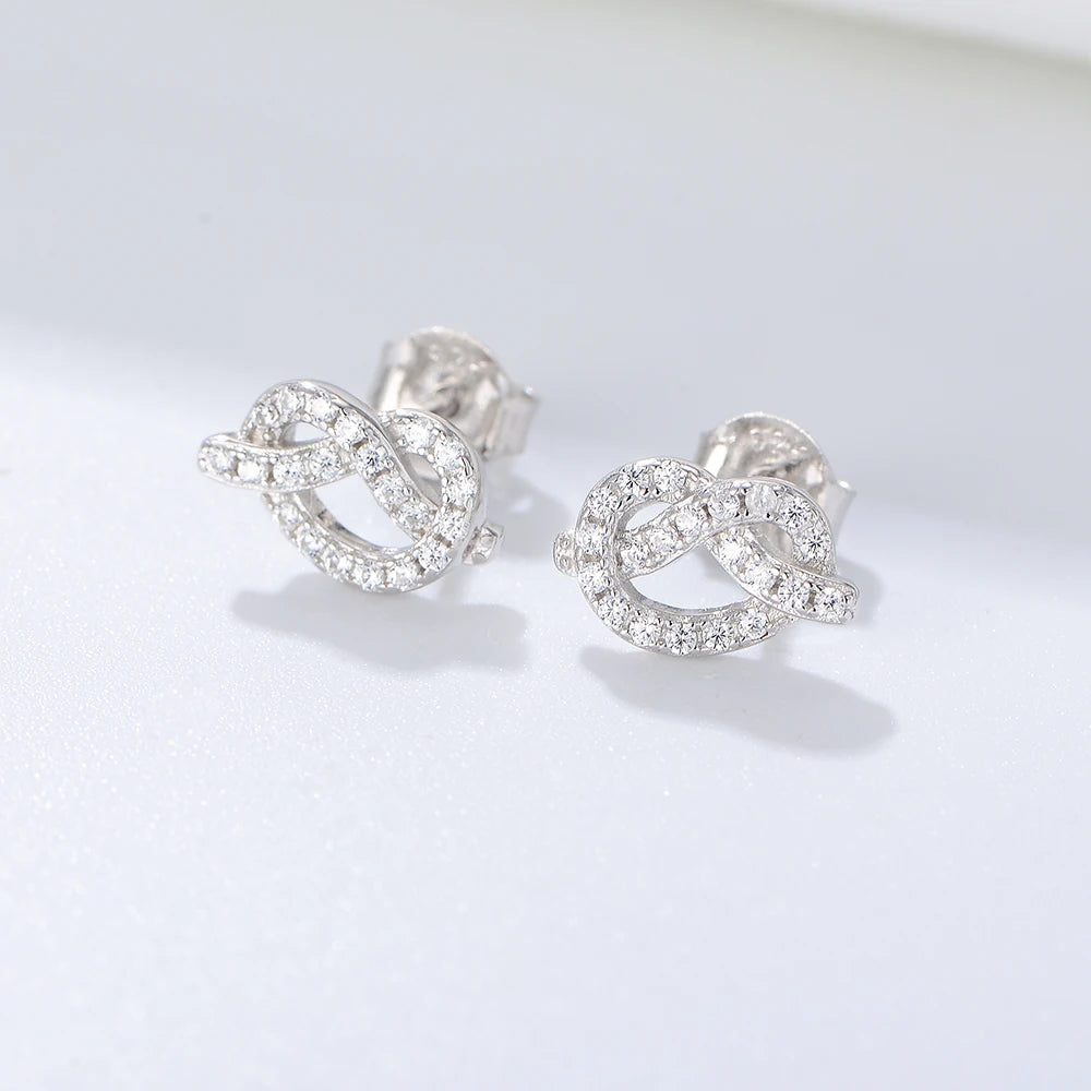 Sterling Silver Love Knot Stud Earrings