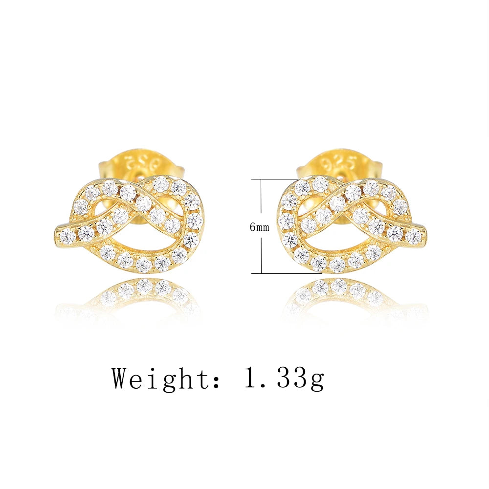 Sterling Silver Love Knot Stud Earrings
