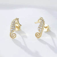 Sterling Silver Seahorse Stud Earrings