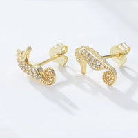 Sterling Silver Seahorse Stud Earrings
