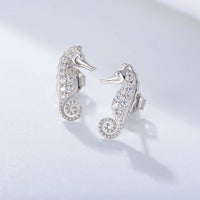 Sterling Silver Seahorse Stud Earrings