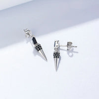 Gold Plated Sterling Silver Black Cone Drop Earrings