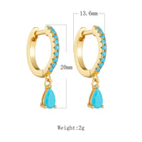 Gold Plated Sterling Silver Created Turquoise Drop Earrings