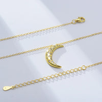 Gold Plated Sterling Silver Crescent Moon Necklace