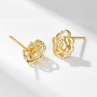 Gold Plated Sterling Silver Hollow Flower Earrings