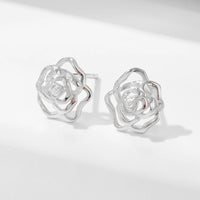 Gold Plated Sterling Silver Hollow Flower Earrings
