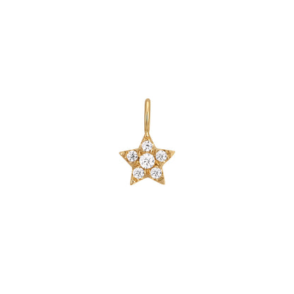 14K Solid Gold Diamond Star Charm