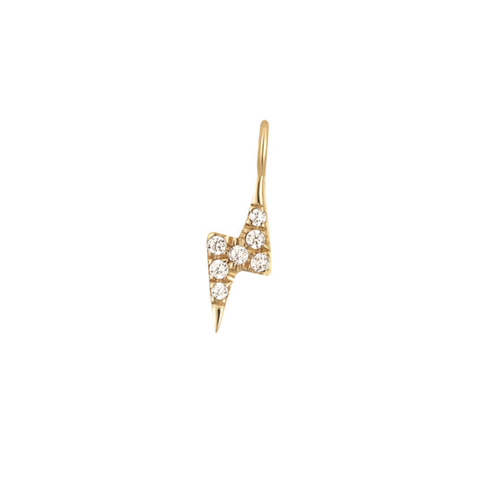 14K Solid Gold Diamond Lightning Bolt Charm