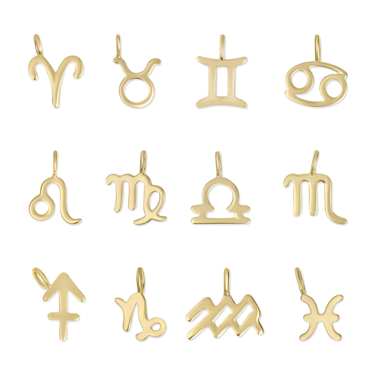 14K Solid Gold Zodiac Charms