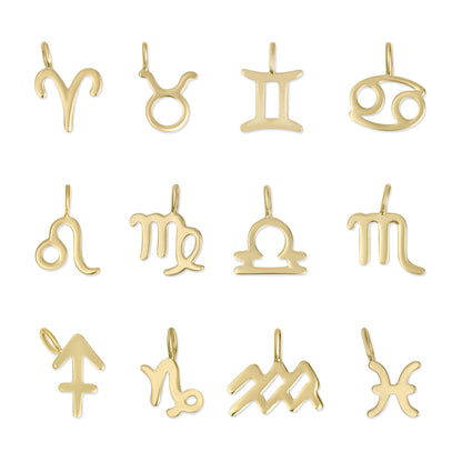 14K Solid Gold Zodiac Charms