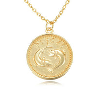 Twelve Constellations Round Tag Necklace 925 Sterling Silver