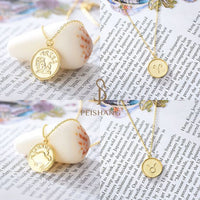 Twelve Constellations Round Tag Necklace 925 Sterling Silver