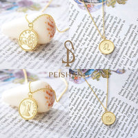 Twelve Constellations Round Tag Necklace 925 Sterling Silver