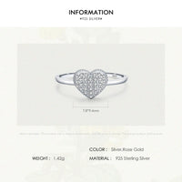 Sterling Silver Pave Cubic Zirconia Heart Cluster Ring