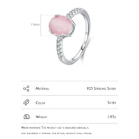 Sterling Silver Romantic Oval Pink Opal Ring