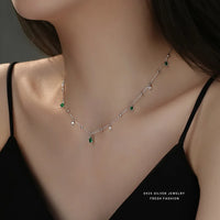 Sterling Silver Green Drop Necklace