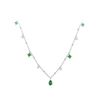 Sterling Silver Green Drop Necklace