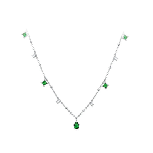 Sterling Silver Green Drop Necklace