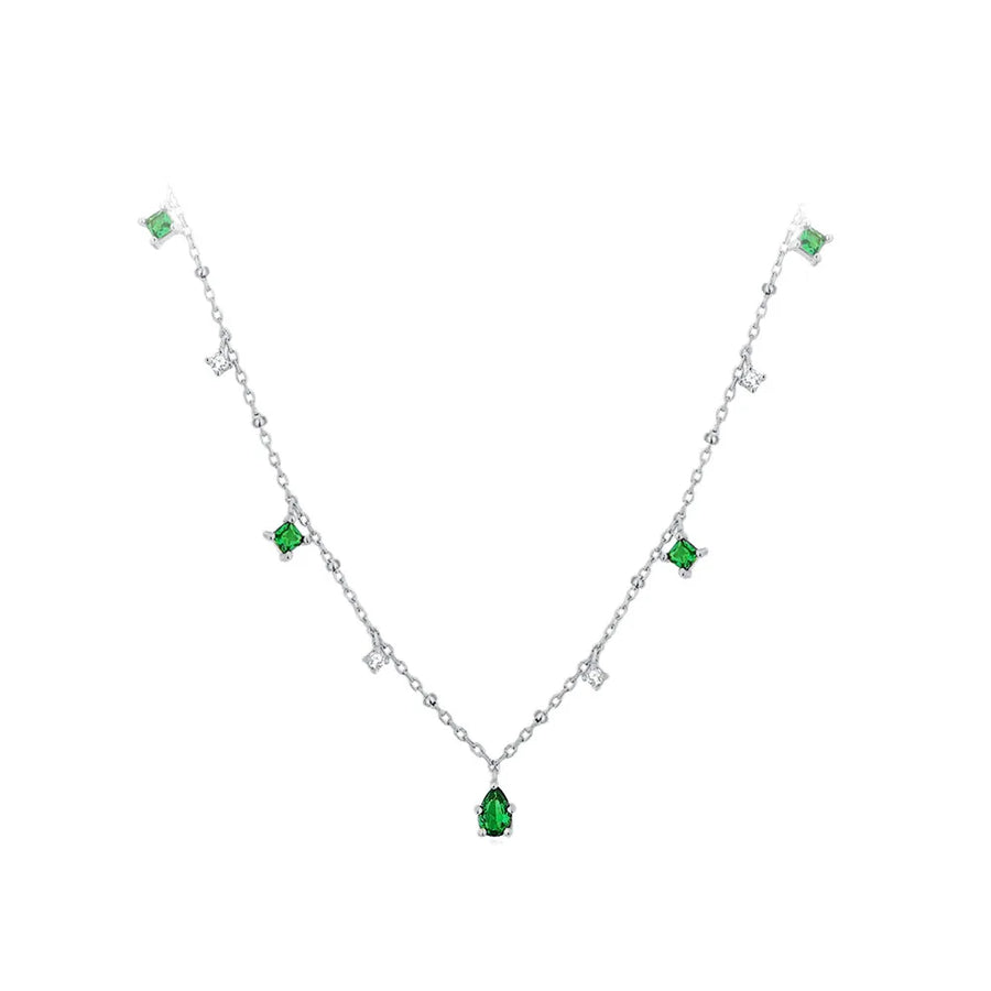 Sterling Silver Green Drop Necklace