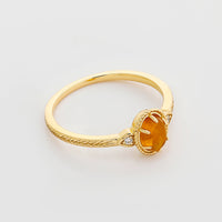 Gold Plated Sterling Silver Natural Amber Ring