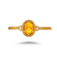 Gold Plated Sterling Silver Natural Amber Ring
