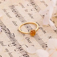 Gold Plated Sterling Silver Natural Amber Ring
