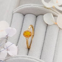 Gold Plated Sterling Silver Natural Amber Ring