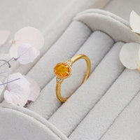 Gold Plated Sterling Silver Natural Amber Ring