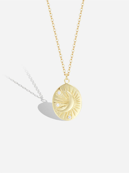 Gold Plated Sterling Silver Moon and Star Necklace