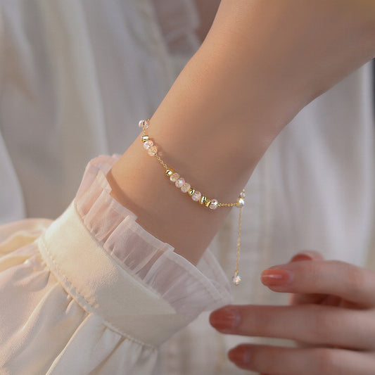 Gold Plated Sterling Silver Rainbow Bead Bracelet