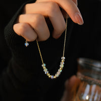 Gold Plated Sterling Silver Rainbow Bead Bracelet