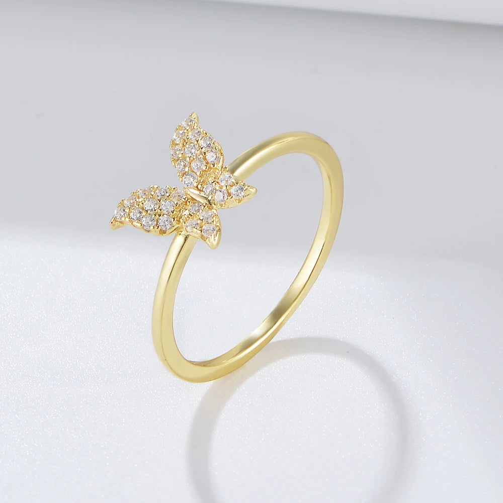 Gold Plated Sterling Silver Butterfly Cocktail Ring