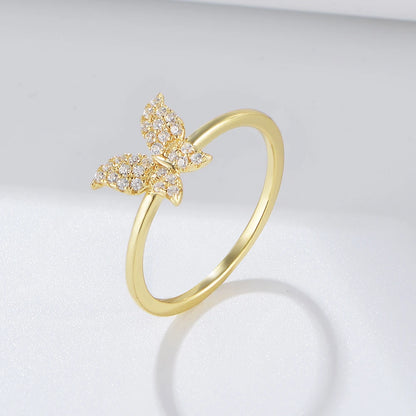 Gold Plated Sterling Silver Butterfly Cocktail Ring