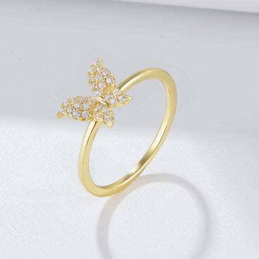 Gold Plated Sterling Silver Butterfly Cocktail Ring