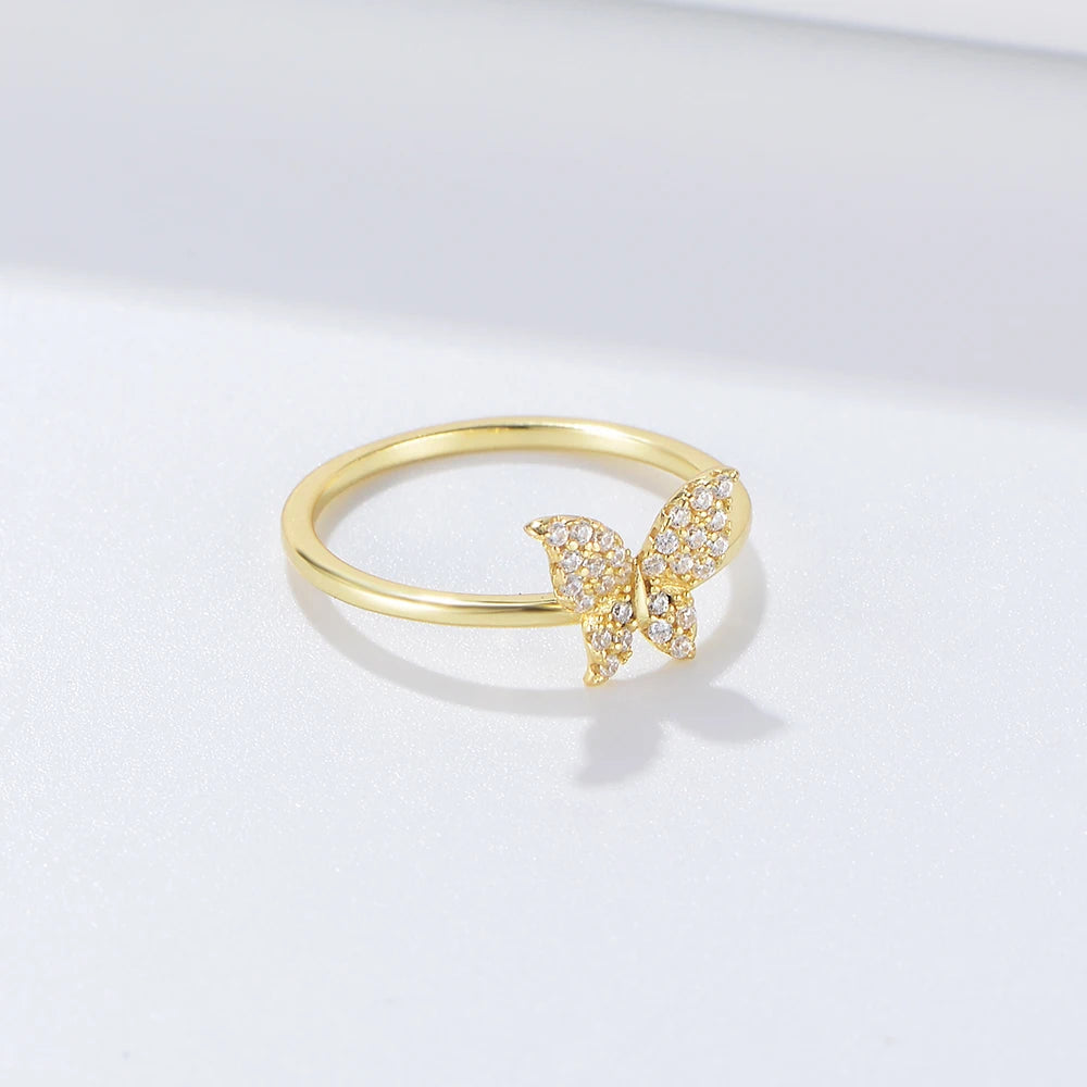Gold Plated Sterling Silver Butterfly Cocktail Ring