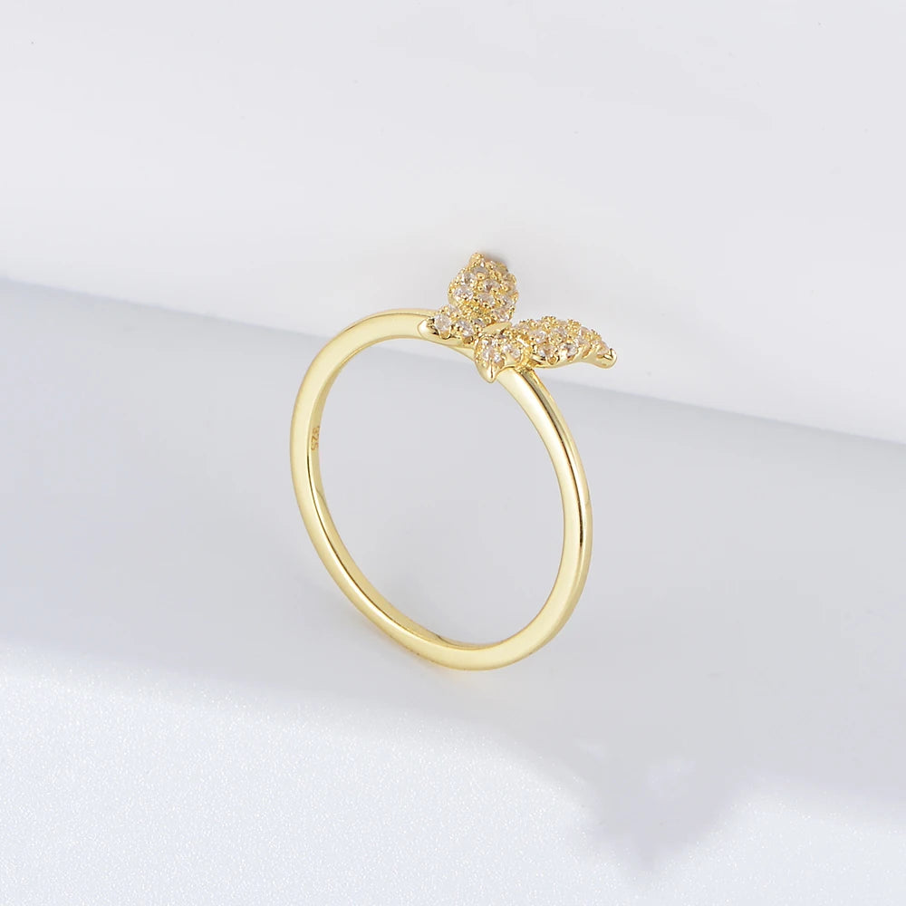 Gold Plated Sterling Silver Butterfly Cocktail Ring