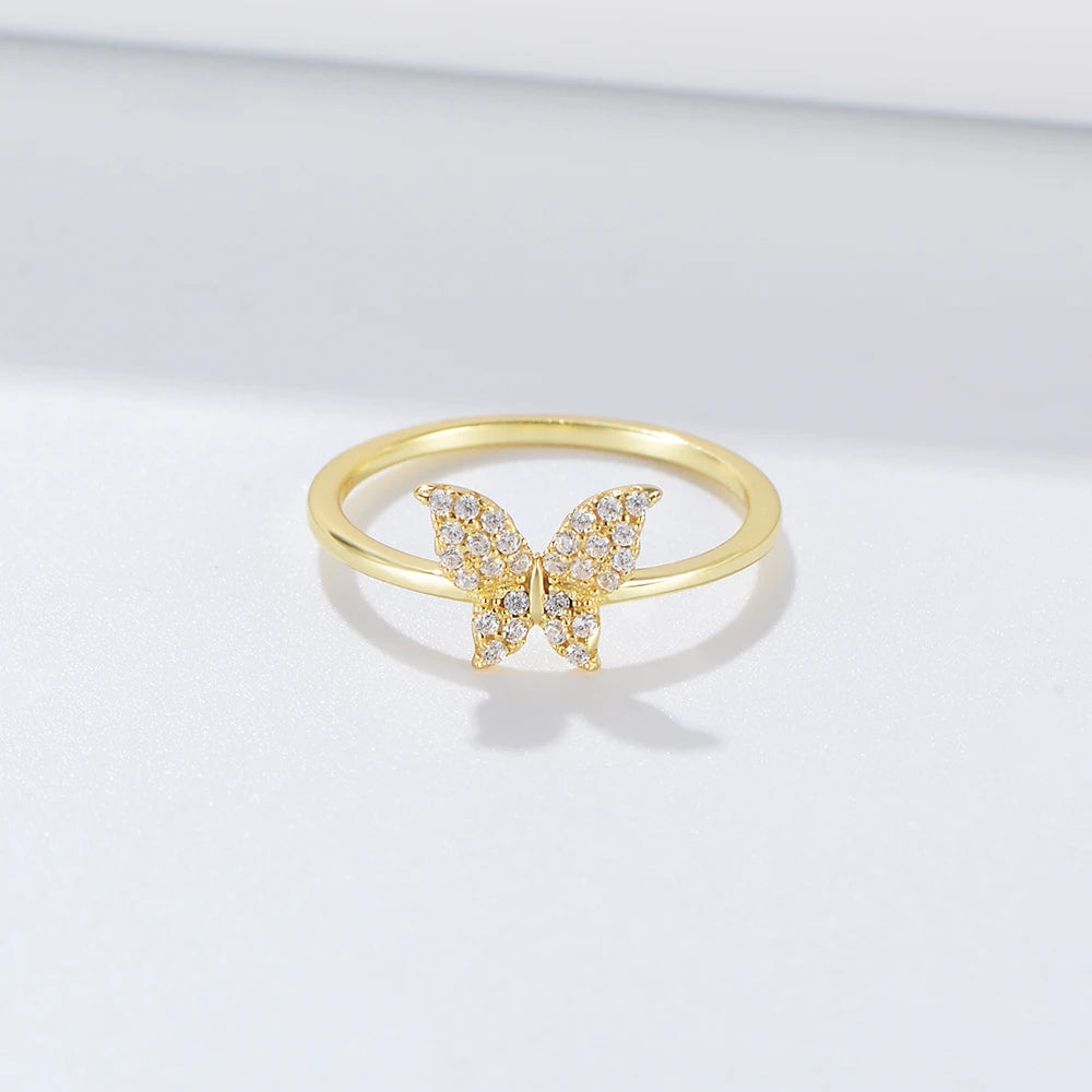 Gold Plated Sterling Silver Butterfly Cocktail Ring