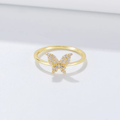 Gold Plated Sterling Silver Butterfly Cocktail Ring