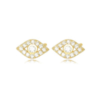 Gold Plated Sterling Silver Evil Eye Stud Earrings