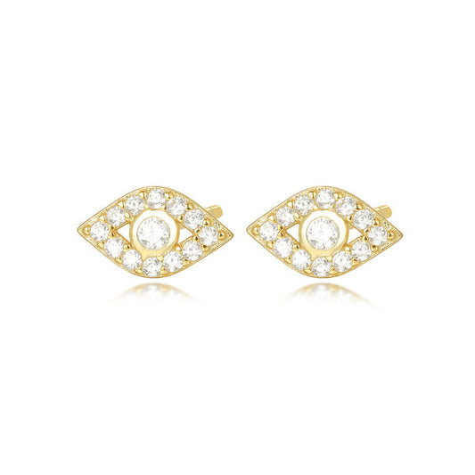 Gold Plated Sterling Silver Evil Eye Stud Earrings