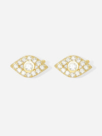 Gold Plated Sterling Silver Evil Eye Stud Earrings