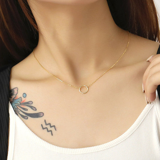 Gold Plated Sterling Silver Circle Necklace