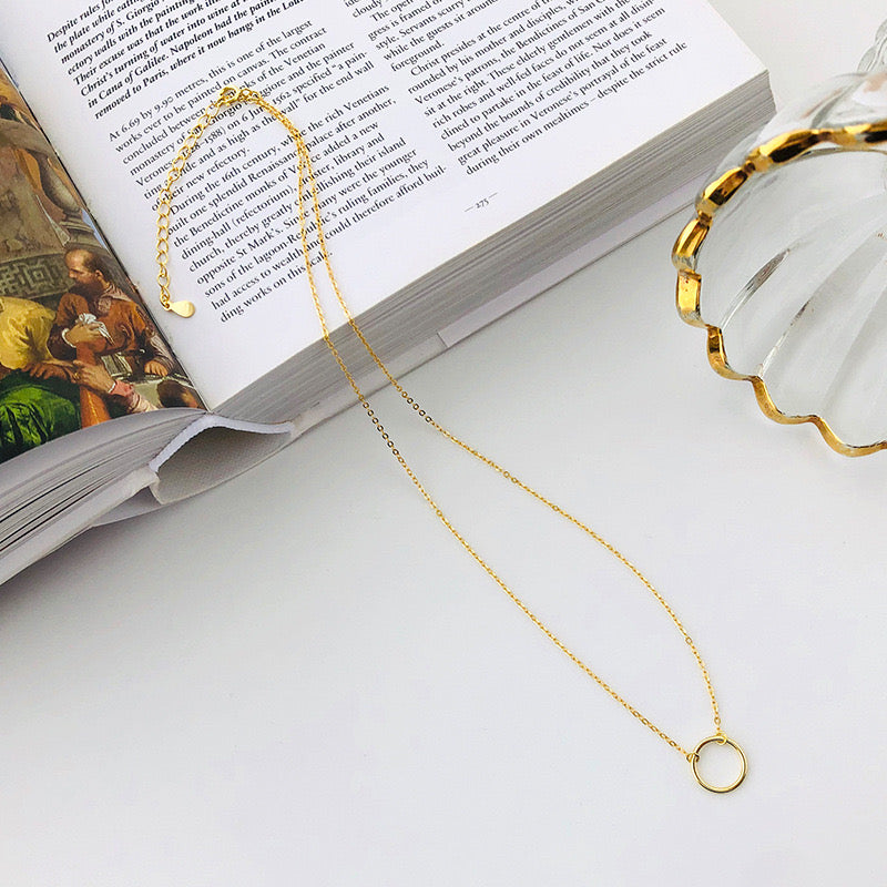 Gold Plated Sterling Silver Circle Necklace