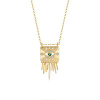 Gold Plated Sterling Silver Evil Eye Tassel Necklace