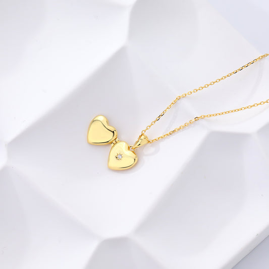 Gold Plated Sterling Silver Heart Locket Necklace