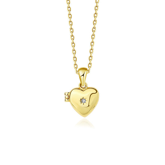 Gold Plated Sterling Silver Heart Locket Necklace