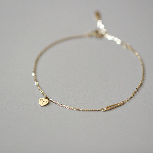 Gold Plated Sterling Silver Heart You and I Bracelet
