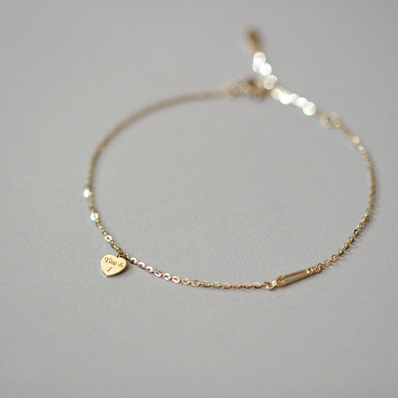 Gold Plated Sterling Silver Heart You and I Bracelet