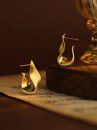 Gold Plated Sterling Silver Irregular Twist Earrings